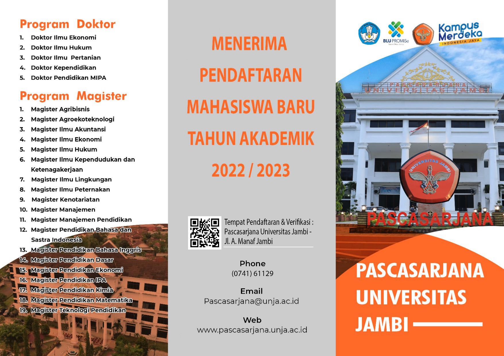 PENERIMAAN MAHASISWA BARU PASCASARJANA TAHUN AKADEMIK 2022/2023