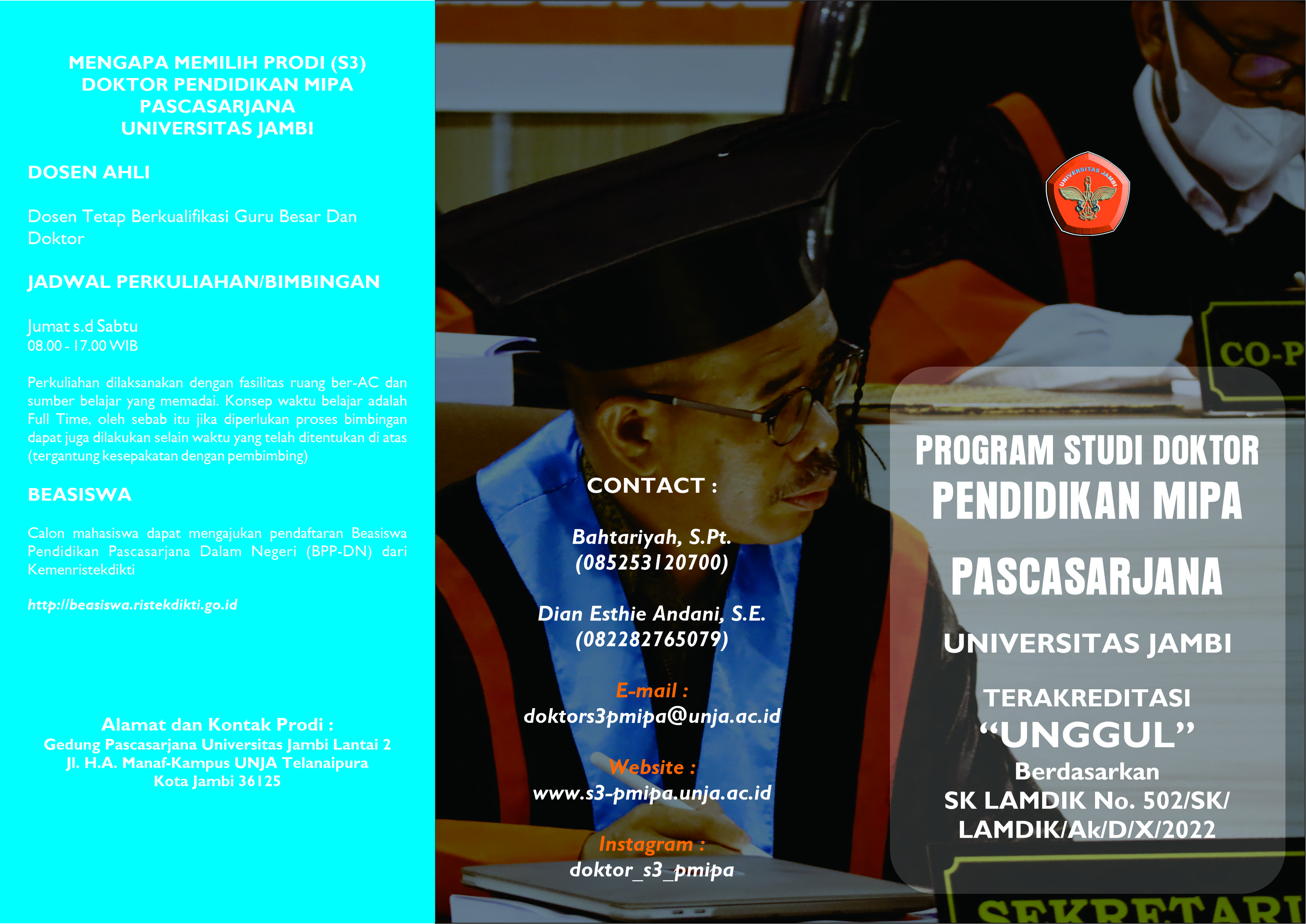 INFORMASI PENERIMAAN MAHASISWA BARU PROGRAM DOKTOR PENDIDIKAN MIPA UNIVERSITAS JAMBI TAHUN 2023